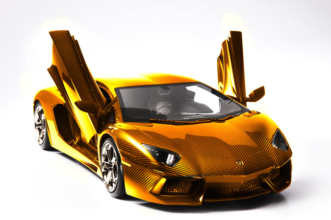 Das teuerste und edelste Modellauto der Welt - ein Lamborghini Aventador LP 700-4 aus Gold und Edelsteinen