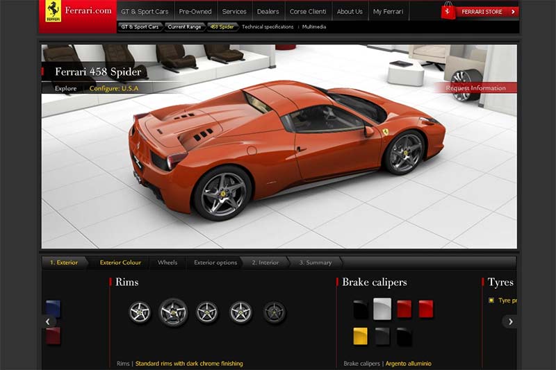 Ferrari 458 Spider Onlinekonfigurator